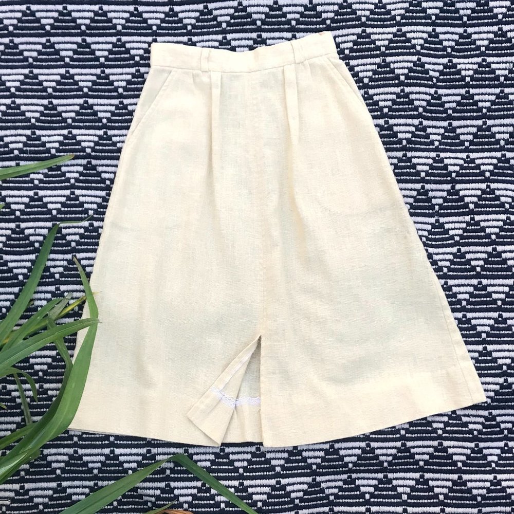 vtg Linen A-line skirt - Picture 5 of 14